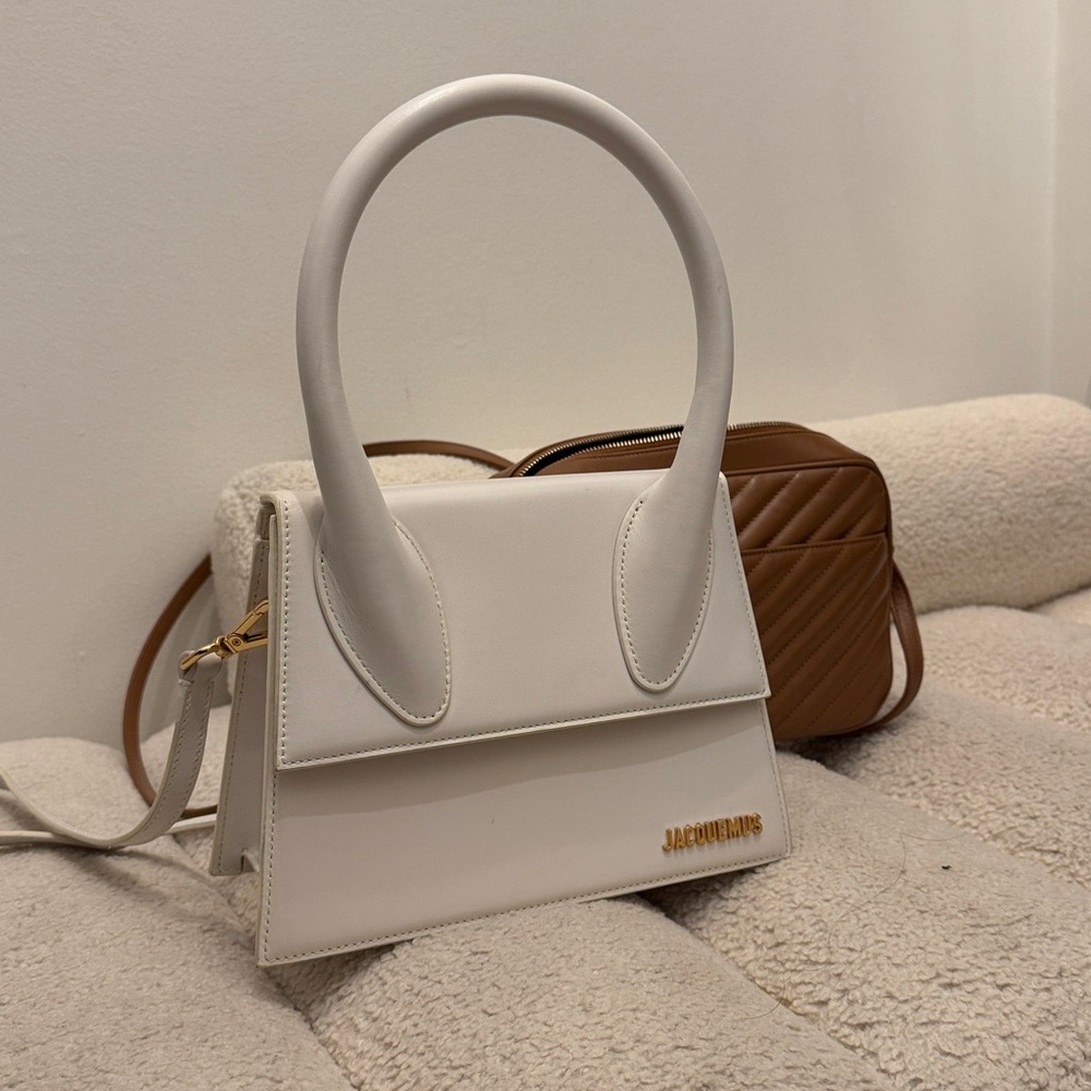 Jacquemus Le Chiquito Grande Cream Bag with Gold Logo